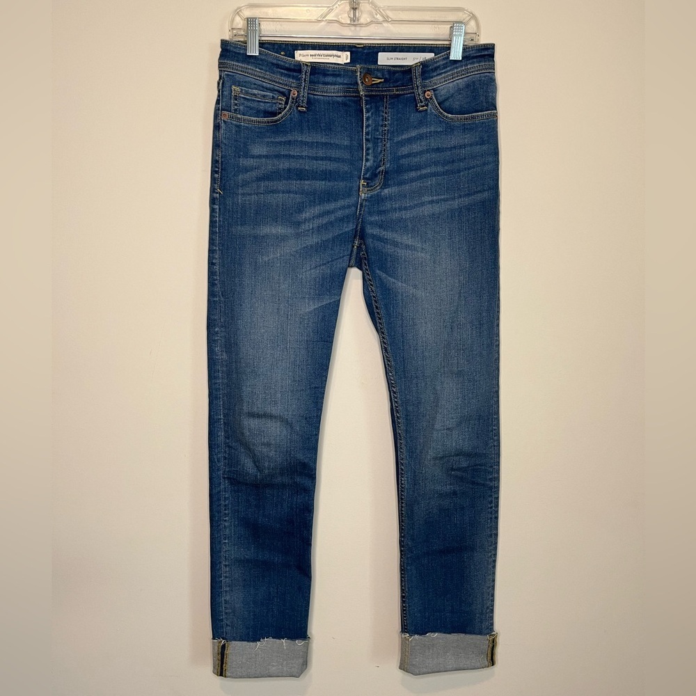 Pilcro and the Letterpress Straight Leg Blue Jeans